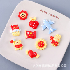 新商品の国慶節五星紅旗樹脂アクセサリー部品diyヘアピンコード材料ブローチ携帯ケースシール