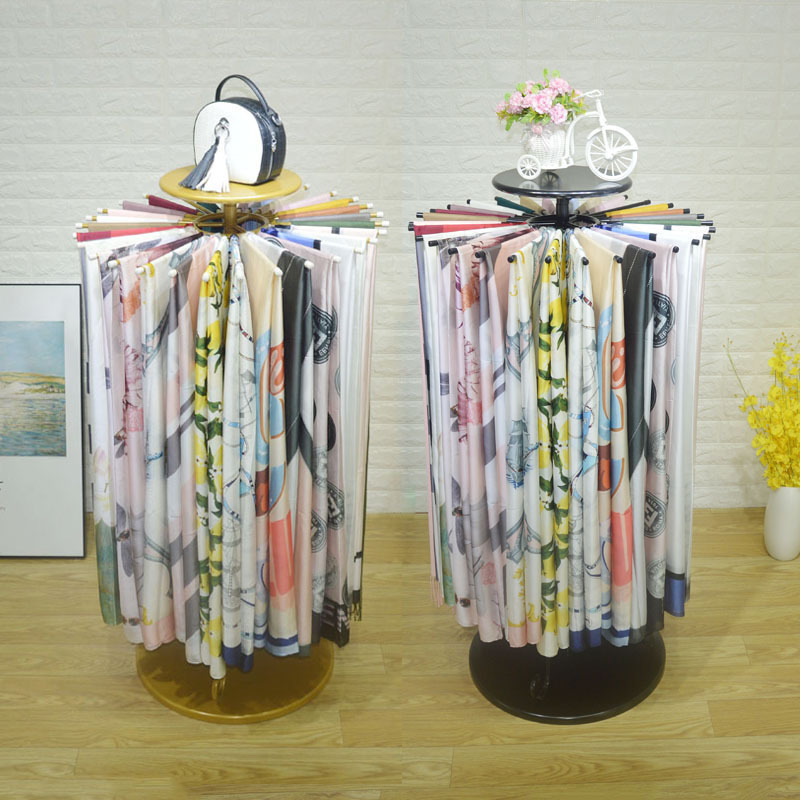 Wrought Iron Scarf Shelf Silk Scarf Display Rack Floor-to-Floor Clothing Store Cloth Shawl Display Shelf Circular Rotating