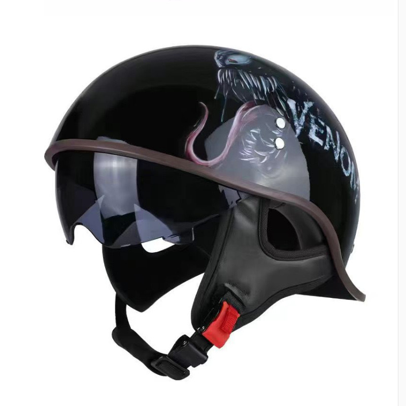 オートバイレトロオートバイハーフヘルメット四季ユニバーサル電動バイクユニセックスサイクリング安全帽子