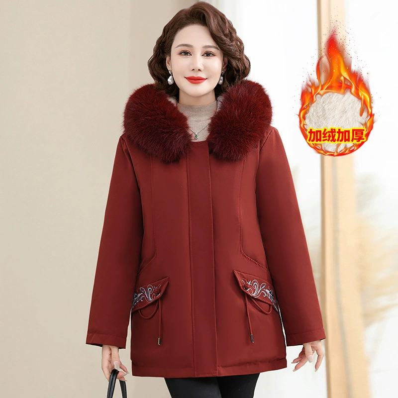 Мама зимняя хлопчатобумажная одежда с капюшоном 50 лет