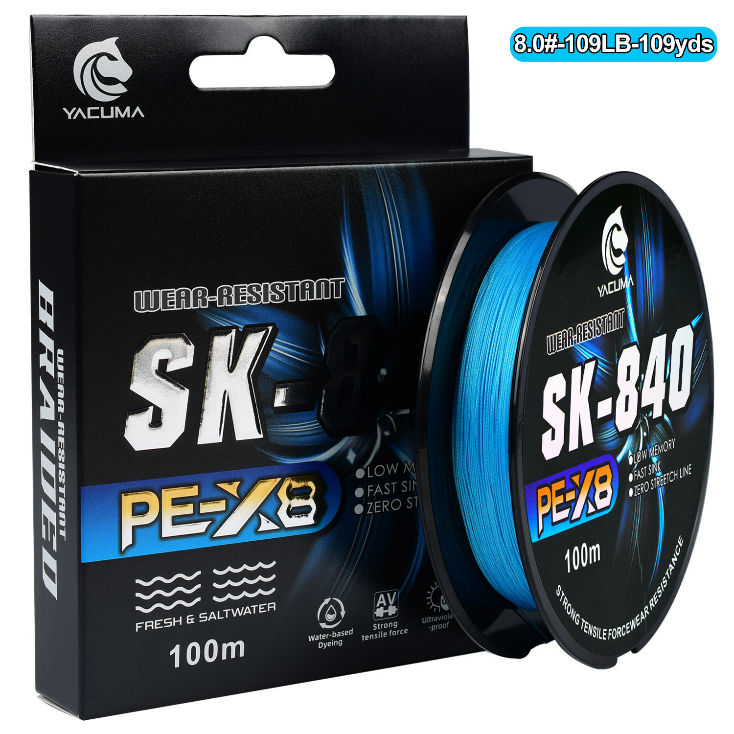 100m Blue 8-strand PE Ultra-fine Braided Lure Line For Sea Fishing_voghion.com