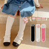 2023春季新款女童小腿袜韩版饰品双针纯色儿童袜子直板花朵堆堆袜|ms