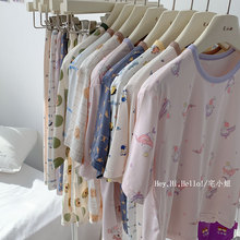 韩国A类面料50支莫代尔儿童家居服套装夏季轻薄男女童睡衣空调服