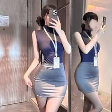 纯欲辣妹秘书套装气质御姐夜店修身无袖恤上衣高腰半身裙情趣内衣