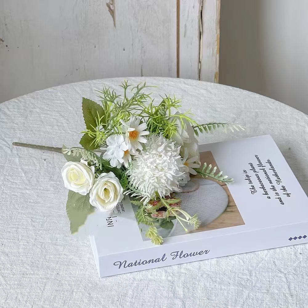 흰색 브러시드 수국 포크 5개