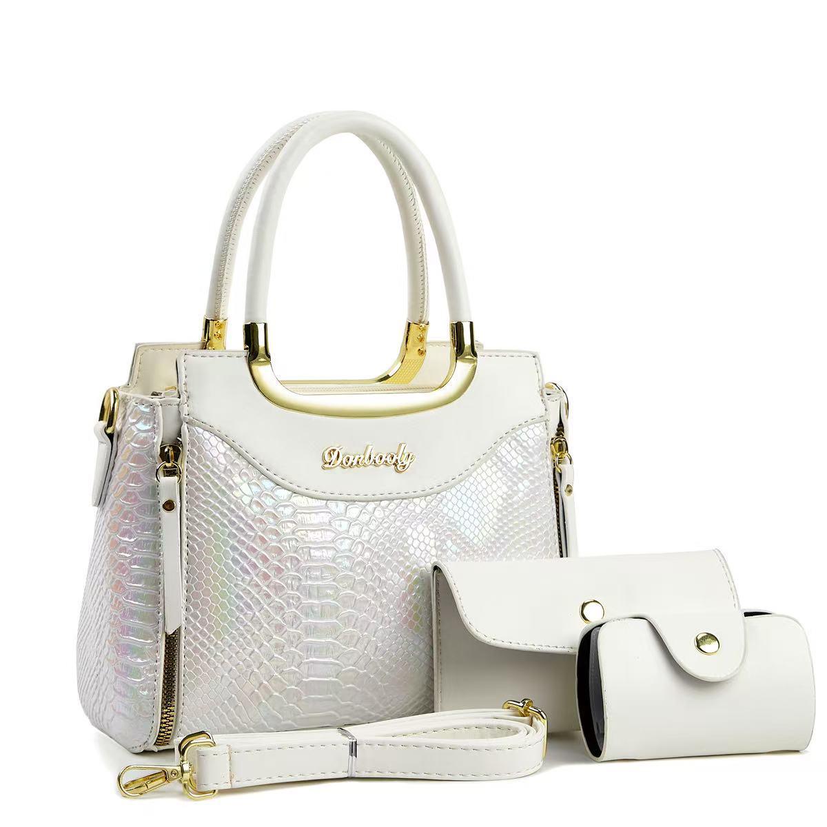 Bolsa de tres piezas, bolso de mano de temperamento casual, textura de cocodrilo, bolso de hombro, bolso de mochila universal, bolso de mano