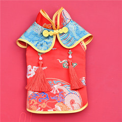 2022 New New Year and Festival National Trendy Tang Suit Teddy Bichon Pomeranian Small Dog Dog Clothes Factory Direct Sales