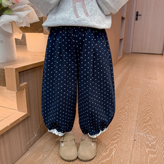 女小童裤子早秋款2025新款儿童洋气时髦春秋韩版波点女宝宝休闲裤