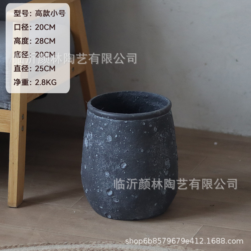 Nórdico negro gris magnesio maceta de barro para el hogar de la decoración de la sala de estar maceta verde al aire libre simple maceta de gran boca