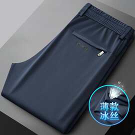 高端冰丝裤子男夏季松紧腰男士休闲裤细腻冰感运动裤薄款束脚裤31