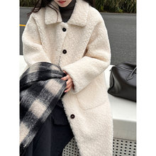 鹿西韩系羊羔毛外套女冬新加厚皮毛一体环保皮草长款毛毛大衣3747