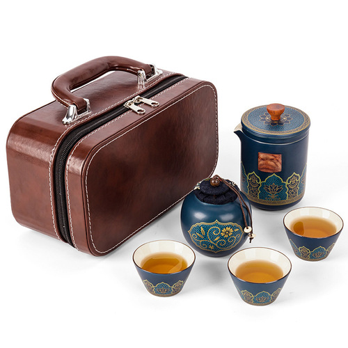 Japanese-style travel tea set with one pot and three cups, quick cup outdoor portable office custom gift, suitable for souvenir
