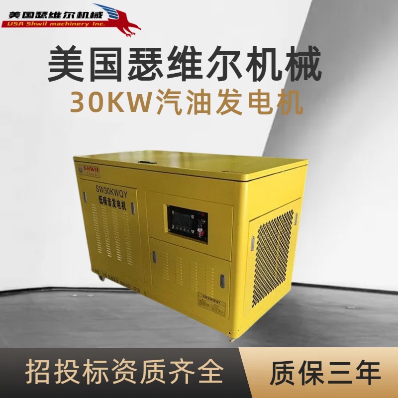 美国瑟维尔30KW静音汽油发电机SW30KWQY  小型移动  车载室内专用