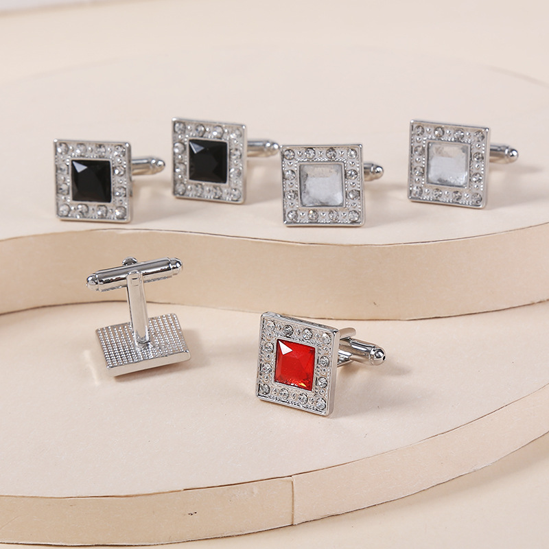 Diamond Square Shirt Cufflinks For Men's Suits And Formal Wear_voghion.com