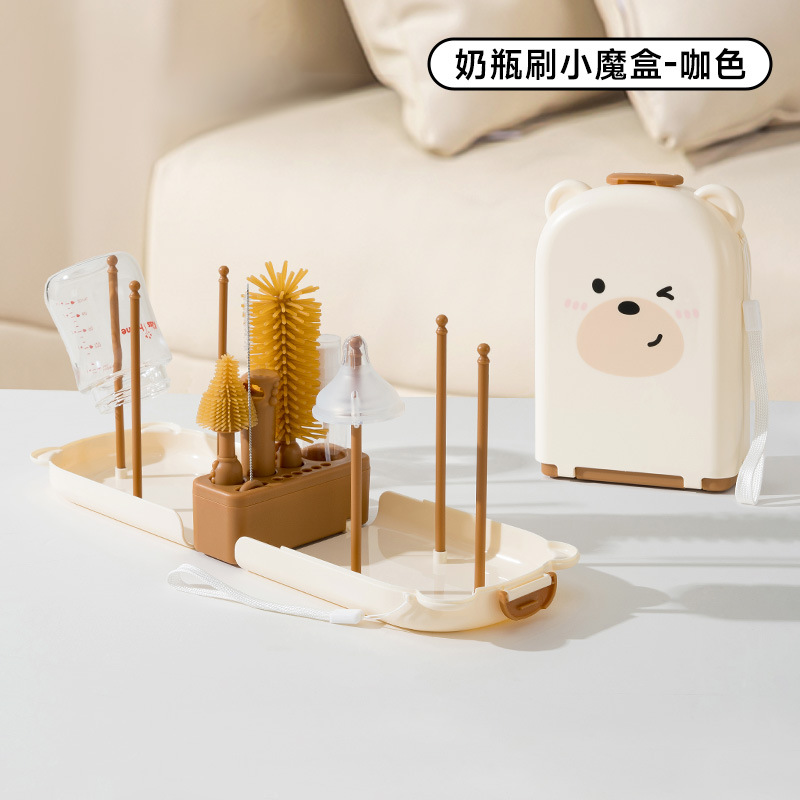 Cepillo de limpieza especial portátil para bebés recién nacidos, caja de almacenamiento de paquetes de viajes, conjunto de cepillos de limpieza de silicona