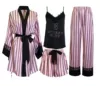 Four-piece set-pink black stripe