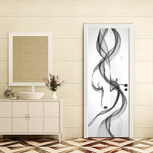 SP-F732 创意3D门贴水墨中国风贴纸卧室书房浴室门遮瑕翻新墙贴