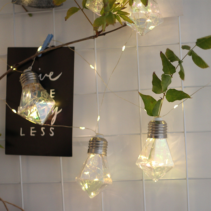 Directo de fábrica 100 luces 10 burbuja LED Cadena de luz de alambre de cobre de tipo diamante de iluminación árbol de Navidad bombilla decorativa