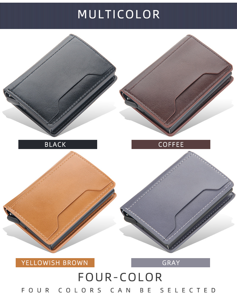 Baellerry Men's Aluminum Box Anti-magnetic And Anti-theft Card Holder Rfid Short Automatic Card Type Female Card Holder_voghion.com