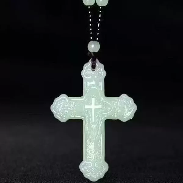 Anti-Hotian Jade Cross Sweater Chain White Jade Pendant Pendant Aventurine Cross Necklace Jade Jade Pendant