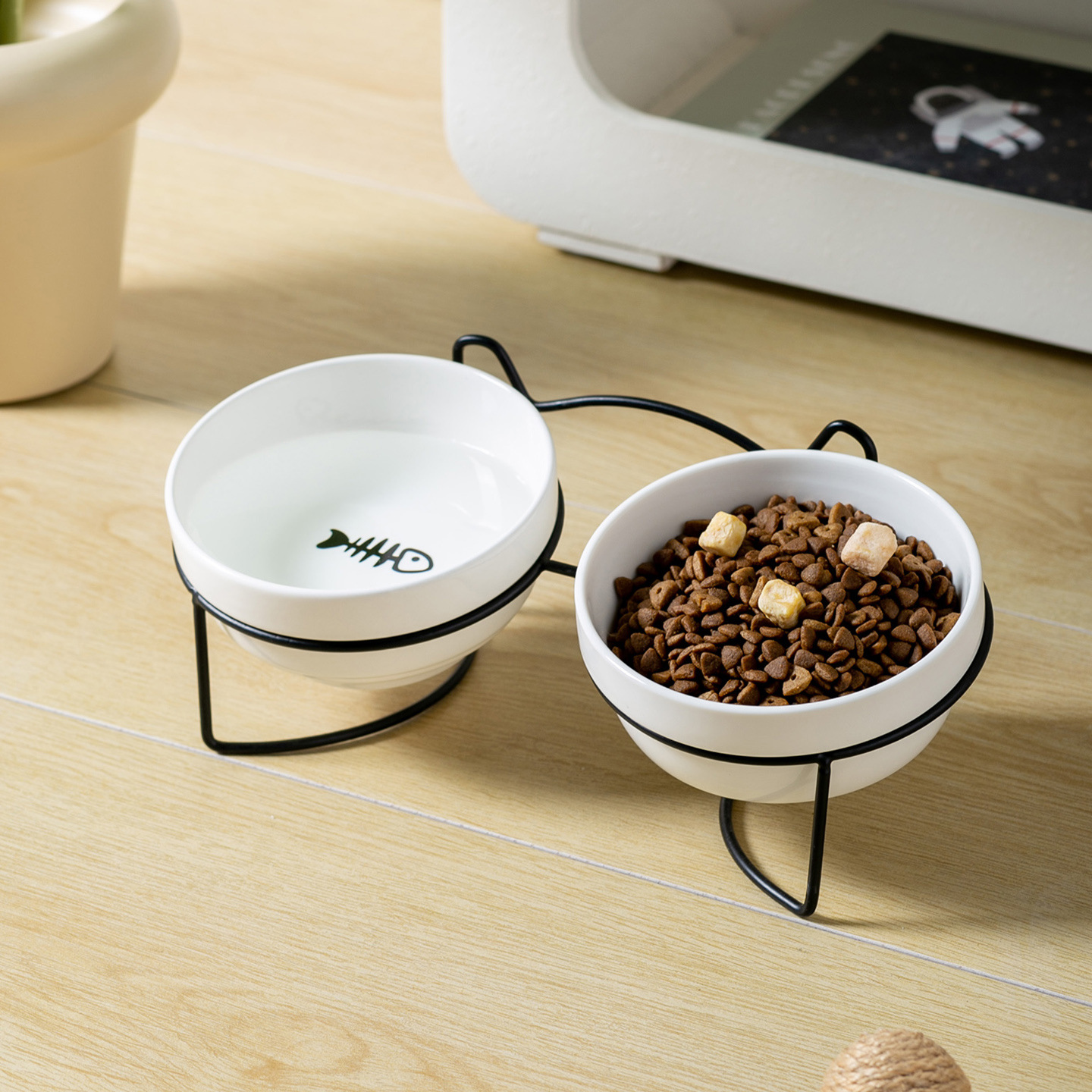 세라믹 고양이 그릇 고양이 먹이 그릇 개 그릇 마시는 물 그릇 음식 그릇 그릇 음식 그릇 보호 자궁 경부 척추 애완 동물 용품 세라믹 더블 고양이 그릇