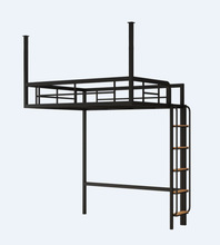 小户型铁艺挂壁床省空间架空床上层下空公寓悬挂床阁楼高架床