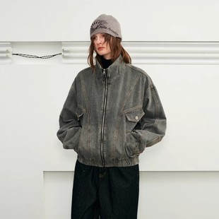 American Style Deconstructed Washed Inverted Split Collar Denim Jacket Men's Spring and Autumn New Loose Casual Jacket Top