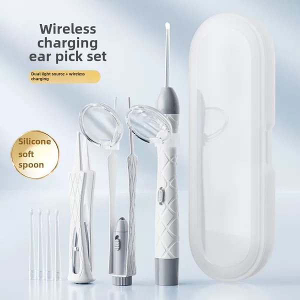Children's Ear Digging Spoon Baby's Special Baby Ear Digging Soft Head Children's Ear Digging Button Earwax Tool with Light Glow Ear Spoon