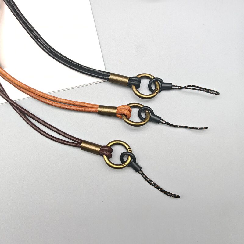 [Cross-border Wholesale] Leather Handmade Long Lanyard Cowhide Lanyard with Key Car Card Hanging Chain Mobile Phone Pendant