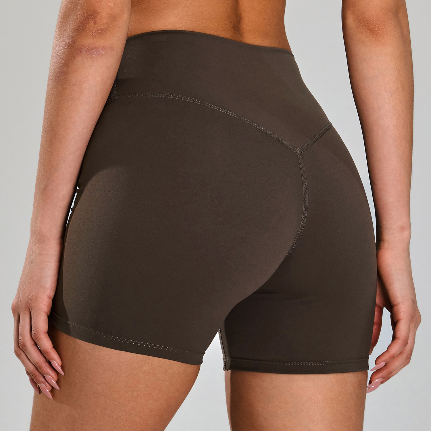 Pantalones cortos de yoga transpirables de secado rápido desnudo transfronterizo, pantalones de fitness de cintura alta para mujer, pantalones cortos deportivos ajustados para correr con glúteos