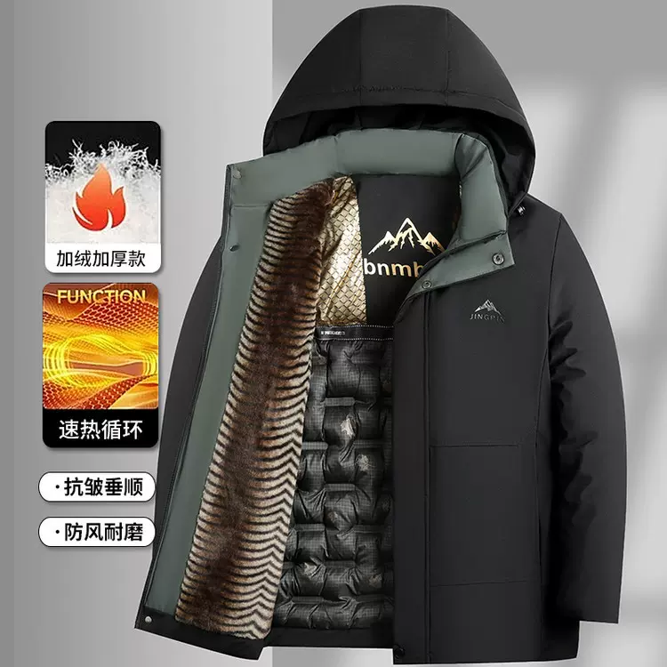 冬季棉服连帽外套中老年男士爸爸装防风加绒加厚保暖棉服外套批发