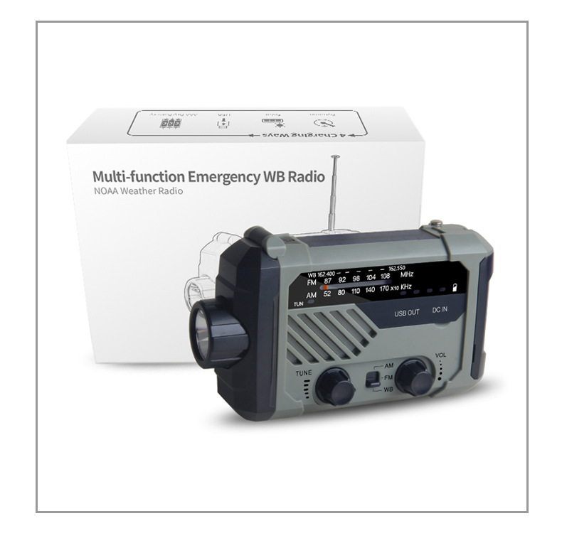 Disaster Prevention Hand-Cranked Radio, Radio Disaster Preparedness Equipment, Solar-Powered Rechargeable Flashlight Xln-290 Strong Light