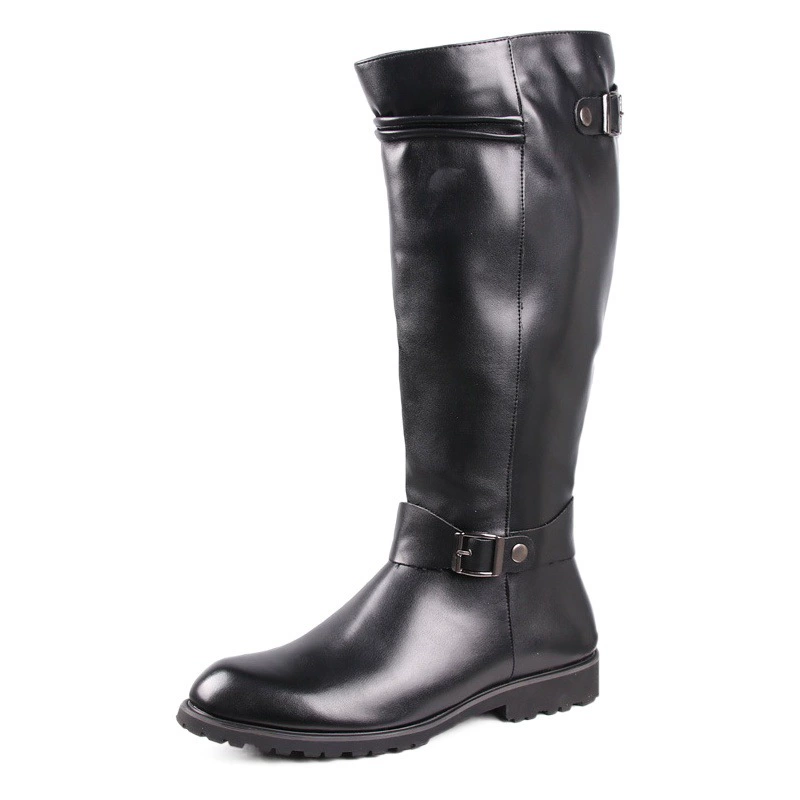 Фабричные прямые волосы Простые Длинные кожаные сапоги Корейская Мода Повседневные высокие сапоги на молнии Внешняя торговля Джинсовые остроносые сапоги рыцаря