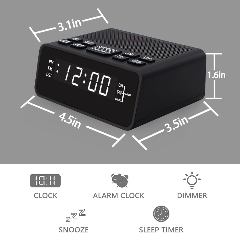 Digital Led Alarm Clock With Dual Am Fm Radio For Bedside_voghion.com
