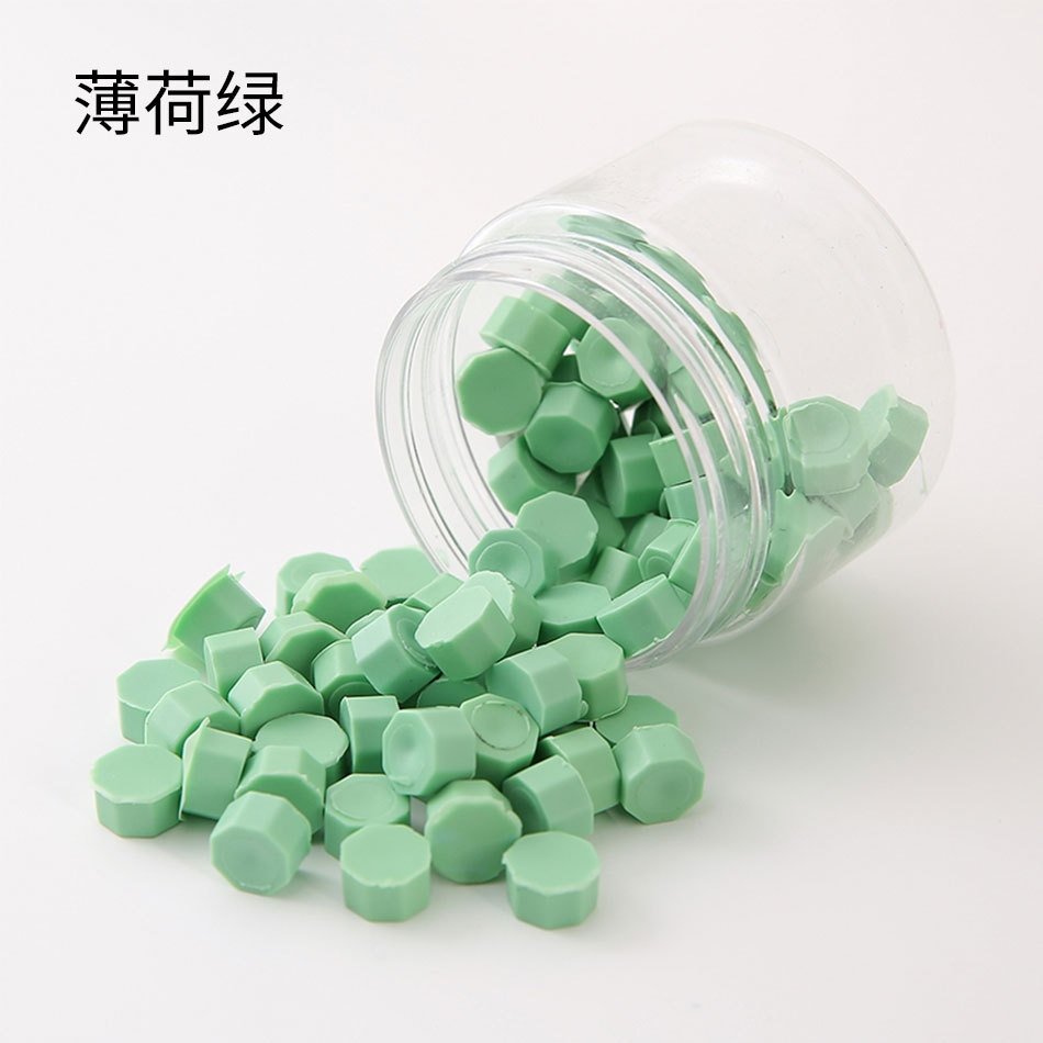 Macaron en caja de 50 colores, cera de pintura de fuego de color mixto, cera de botella granular mate, 60g, peso neto, aproximadamente 38g, sobre, cera sellada