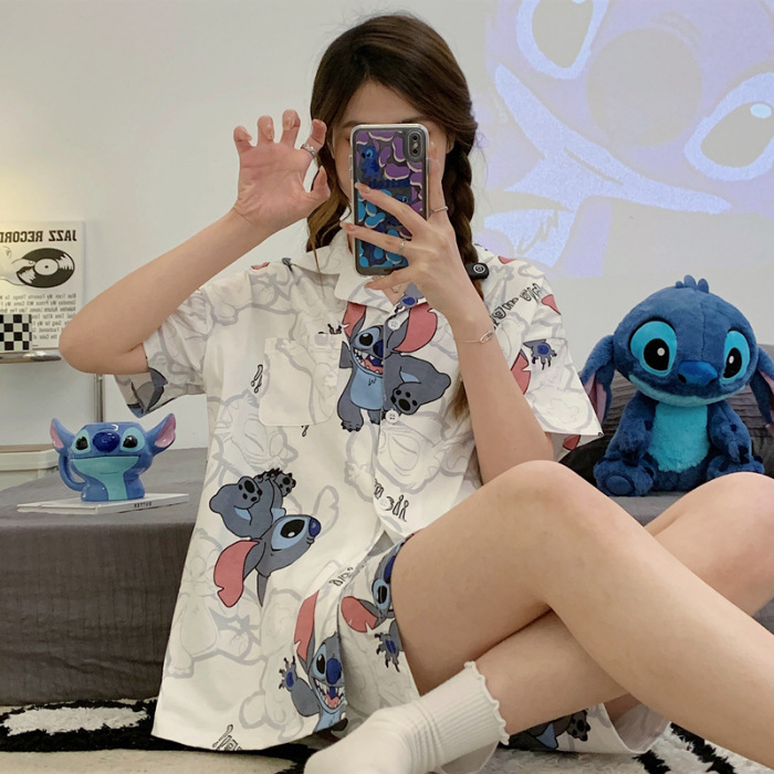 Celebridad en línea ins estilo Corea del Sur pijamas de dibujos animados verano de las mujeres Mickey pantalones cortos de manga corta de alto grado lindo traje homewear