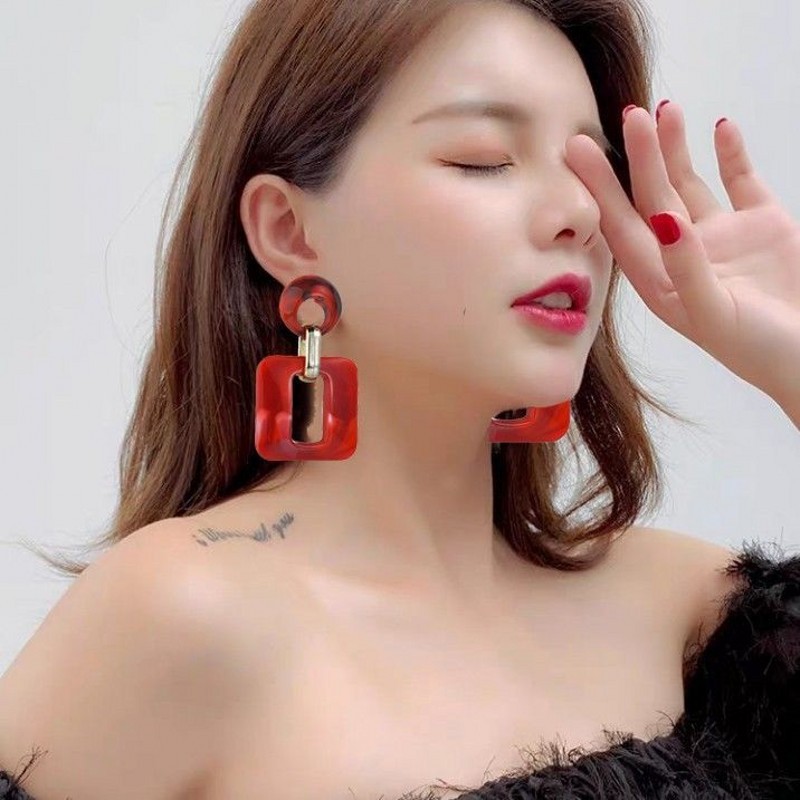 Alloy Ear Needle Material Retro Fashion Geometric Resin No Inlaid Earrings