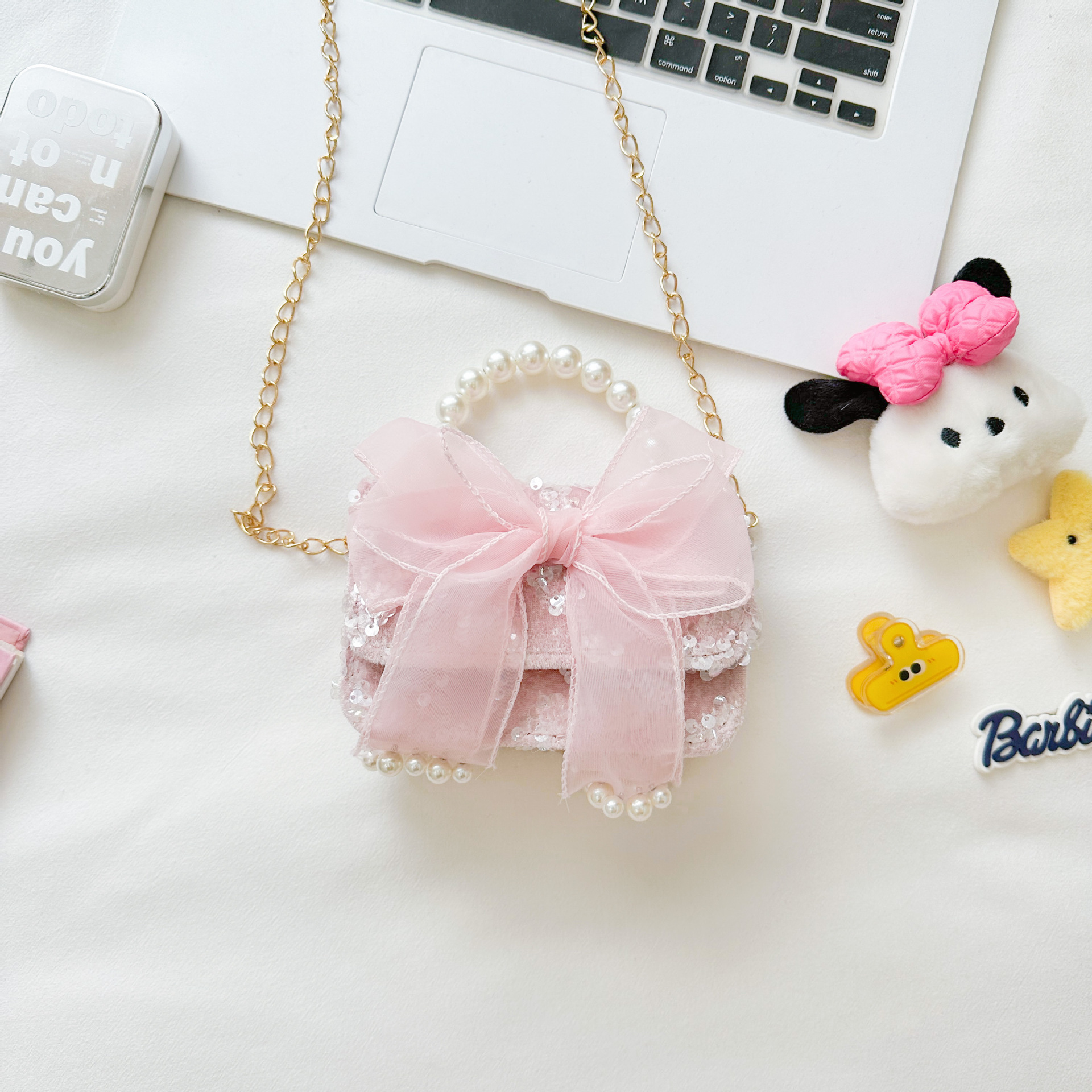 Nuevo bolso infantil de moda de otoño bolso de mochila para chicas bolso portátil de perlas princesa pequeña fragancia bolso de cambio al por mayor