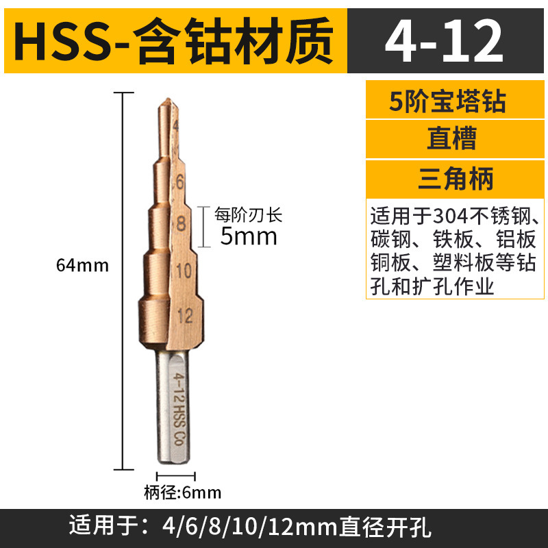 含钴宝塔型钻头高硬度金钢不锈钢板打孔钻铁专用钻头万能开扩孔器|undefined