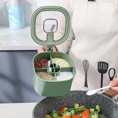 調味料箱セット多格一体キッチン用品塩缶家庭用大全多格蓋付き収納調味料箱