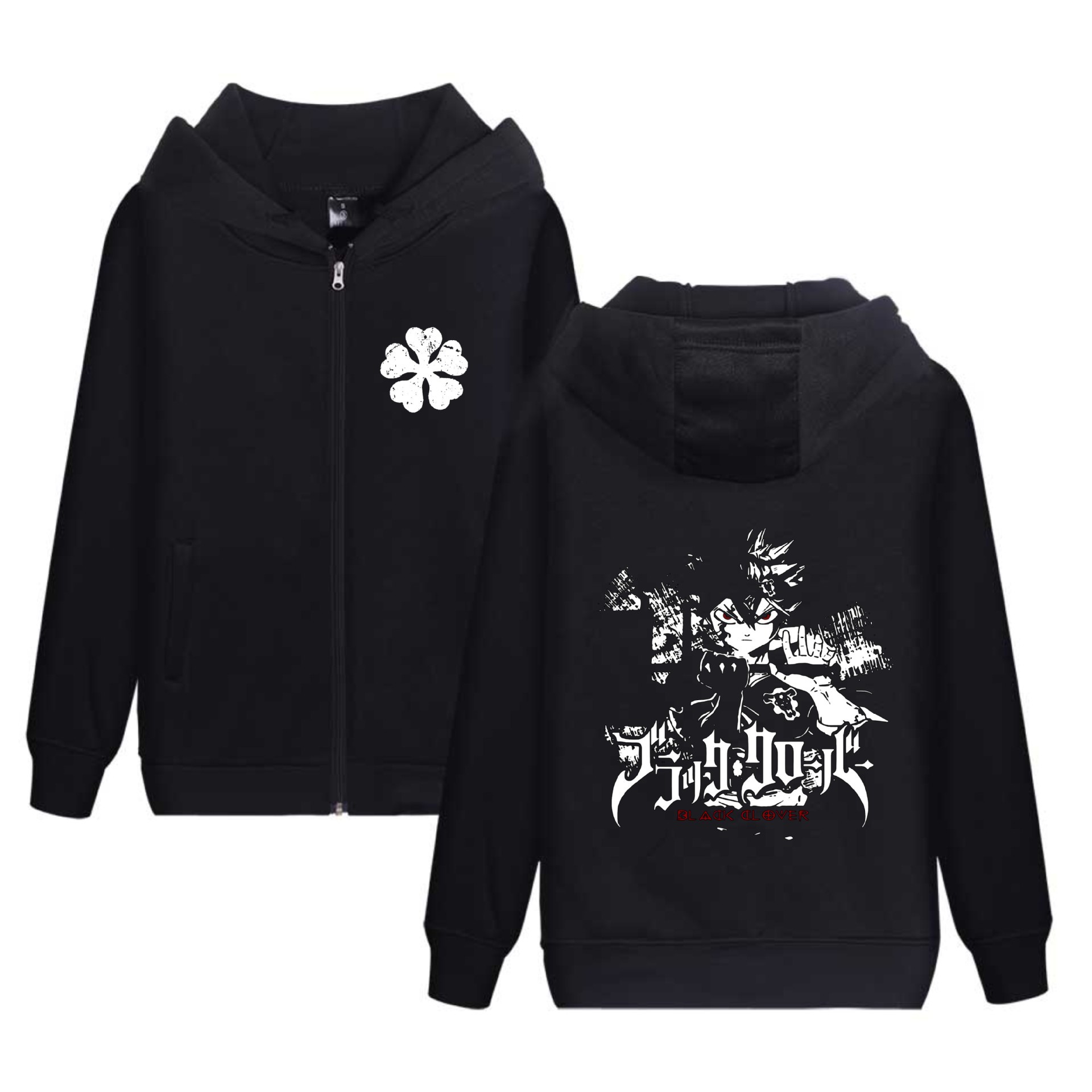 Amazon Black Clover Black Clover Suéter con cremallera transfronteriza sudadera con capucha y terciopelo