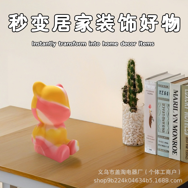 Oso violento, modelo de celebridad de Internet, luz nocturna de dibujos animados, luz de palmaditas, regalo de cumpleaños para niñas, decoración creativa de lámpara de sueño de luz suave