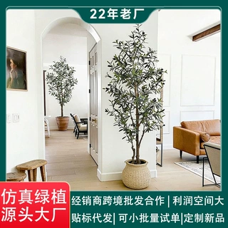 外贸跨境电商货源仿真绿植橄榄树室内客厅全塑橄榄树假树摆件装饰