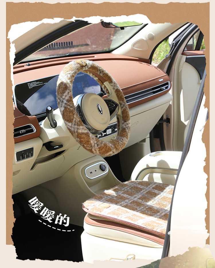 Car Seat Cushion Winter Plush Cute Bear Cushion Warm Thickened Car Seat Cover Non-Slip Car Seat Cover for Women