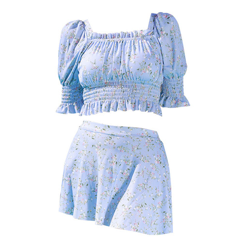 Women's Separate Swimwear with Subtle High-End Floral Dress, Waist-Clinching Slimming, Instagram Style, Fashionable Vacation Swimwear