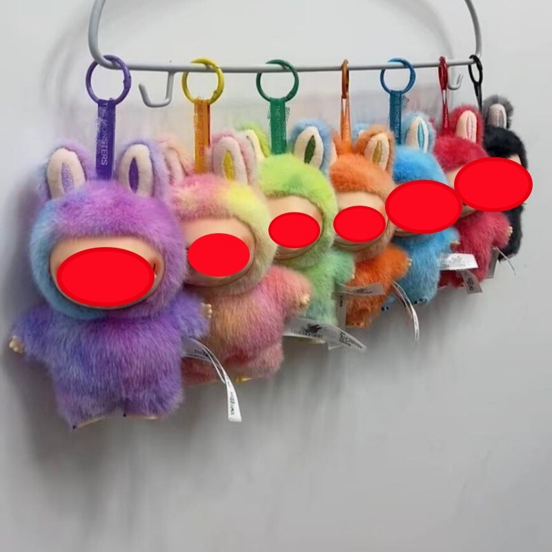 In-stock Labubu vinyl face plush pendant, cute keychain, high-energy third-generation blind box bag pendant