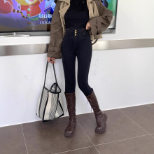 优曼缇 2025新款高级感高腰修身显瘦四面弹小脚牛仔裤女士铅笔裤