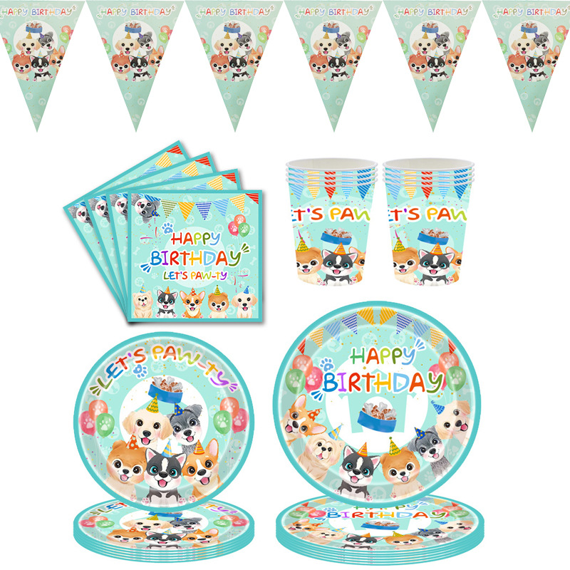 Fondo de pantalla de fiesta con tema de perro azul lindo animal de dibujos animados fiesta de cumpleaños decoración vajilla de mantel de Amazon