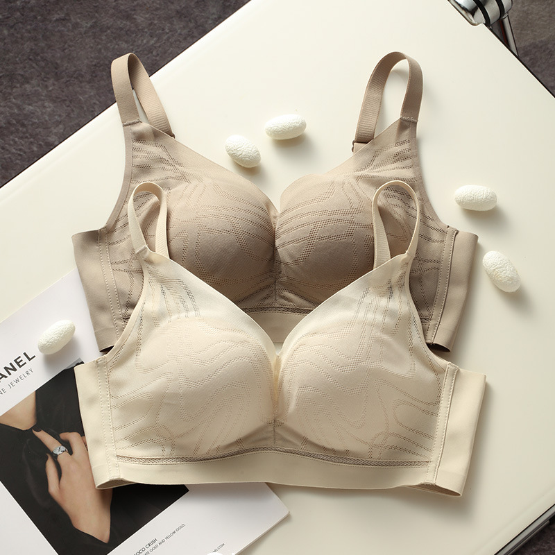 Japanese Light Luxury 100% Mulberry Silk Traceless Underwear Women's Small Chest Push-up Auxilary Breast Anti-sagging Non-rims Bra