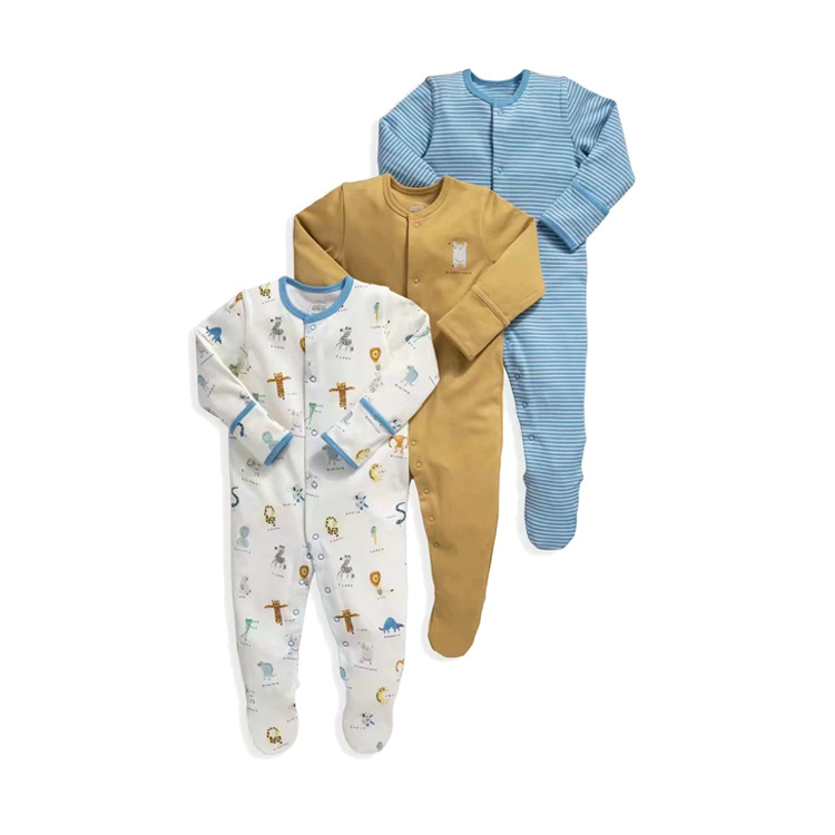 外国貿易の子供服春秋タイプの赤ちゃんのワンピースの長袖は足を包んでパジャマの新入生の赤ちゃんのプレゼントの箱を登ります。